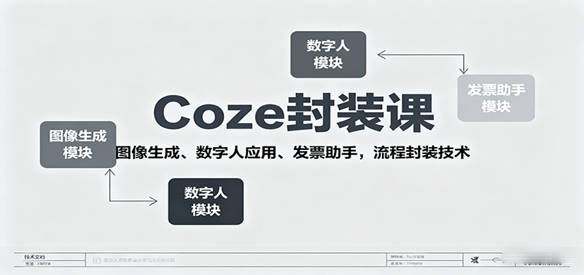 Coze封装课，图像生成、数字人应用、发票助手，流程封装技术-联创在线