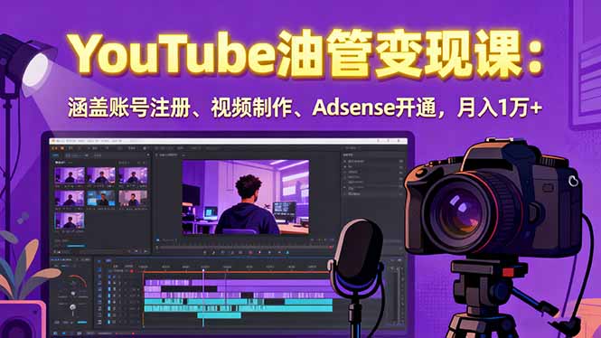 2025YouTube油管变现课：涵盖账号注册、视频制作、Adsense开通，月入1万+-联创在线