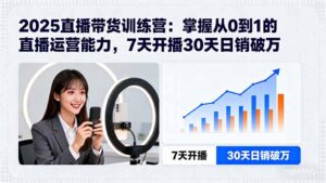 2025直播带货训练营:掌握从0到1的直播运营能力,7天开播30天日销破万-联创在线