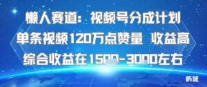 懒人赛道：视频号分成计划单条视频120W点赞量 收益高综合收益在1.5K左右-联创在线