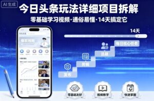 今日头条玩法详细项目拆解，零基础学习视频 通俗易懂 14天搞定它-联创在线