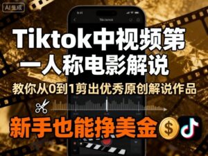Tiktok中视频第一人称电影解说,教你从0到1剪出一个优秀的原创解说作品,新手也能挣美金-联创在线