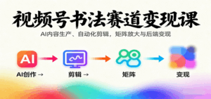 视频号书法赛道变现课：AI内容生产、自动化剪辑，矩阵放大与后端变现-联创在线