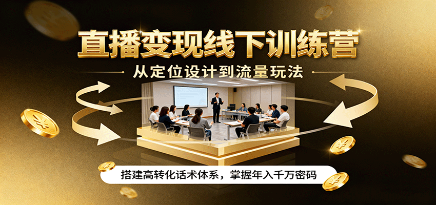 直播变现线下训练营，从定位设计到流量玩法，搭建高转化话术体系，掌握年入千万密码-联创在线