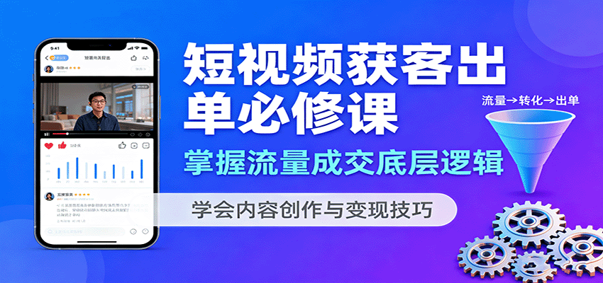 短视频获客出单必修课：掌握流量成交底层逻辑，学会内容创作与变现技巧-联创在线
