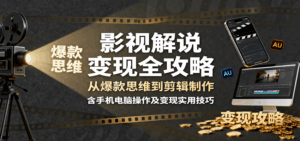影视解说变现全攻略：从爆款思维到剪辑制作，含手机电脑操作及变现实用技巧-联创在线