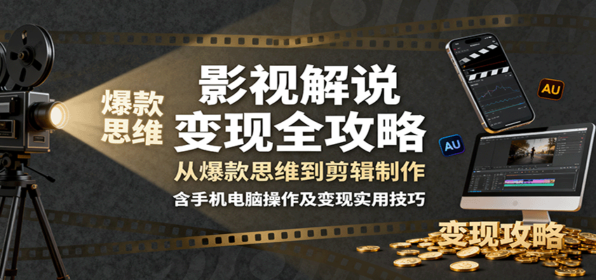 影视解说变现全攻略:从爆款思维到剪辑制作,含手机电脑操作及变现实用技巧-联创在线
