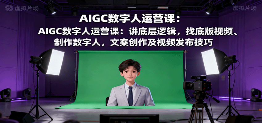 AIGC数字人运营课：讲底层逻辑，找底版视频、制作数字人，文案创作及视频发布技巧-联创在线