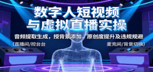 数字人短视频与虚拟直播实操，音频提取生成，背景添加，原创度提升及违规规避-联创在线