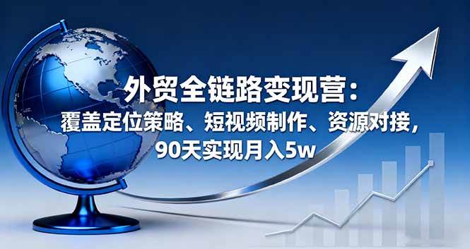 （16173期）外贸全链路变现营：覆盖定位策略、短视频制作、资源对接，90天实现月入5w-联创在线