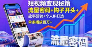 短视频变现秘籍，流量密码+钩子开头+故事营销+个人IP打造，单条播放百万+-联创在线