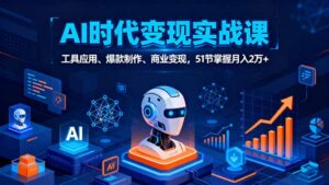 AI时代全场景实战课,工具应用、爆款制作、商业变现,51节掌握月入2万+-联创在线