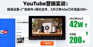 YouTube营销实训：频道设置+广告制作+网红合作，3月订单42w刀月询盘200+-联创在线