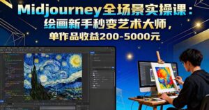 Midjourney全场景实操课:绘画新手秒变艺术大师,单作品收益200-5000元-联创在线