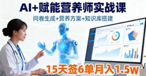 AI+赋能营养师实战课,问卷生成+营养方案+知识库搭建,15天签6单月入1.5w-联创在线