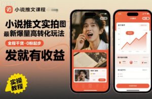 小说推文实拍双图文最新爆量高转化玩法，全程干货，0粉起步，发就有收益-联创在线