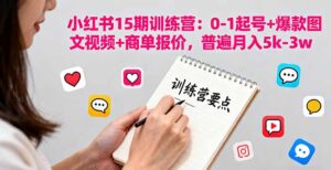 小红书15期训练营：0-1起号+爆款图文视频+商单报价，普遍月入5k-3w-联创在线