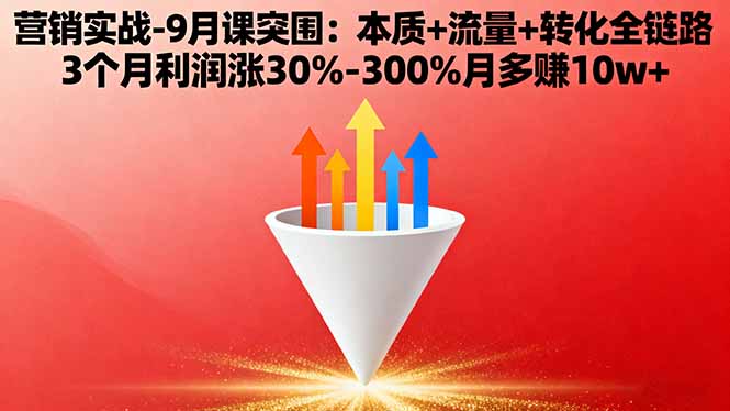 营销实战-9月突围课:本质+流量+转化全链路 3个月利润涨30%-300%月多赚10w+-联创在线