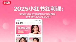 2025小红书红利课：掌握账号定位/爆款内容/变现路径，新手起号30天变现2w+-联创在线