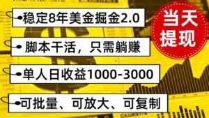 稳定8年美金掘金2.0脚本干活，只需躺赚。单人日收益1000-3000可批量、…-联创在线
