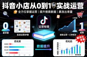 抖音小店从0到1实战运营，帮你全方位掌握小店运营，提升搜索数据与出单量-联创在线