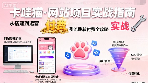 卡哇猫·网站项目，网站搭建与运营以及引流跳转付费-联创在线