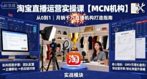 淘宝直播运营实操课【MCN机构】,从0到1做一家月销千W的直播机构-联创在线