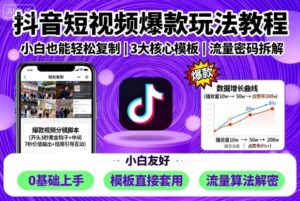 抖音短视频爆款玩法教程，小白也能轻松复制-联创在线