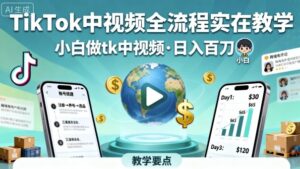 TikTok中视频全流程实操教学，小白做tk中视频，日入百刀-联创在线