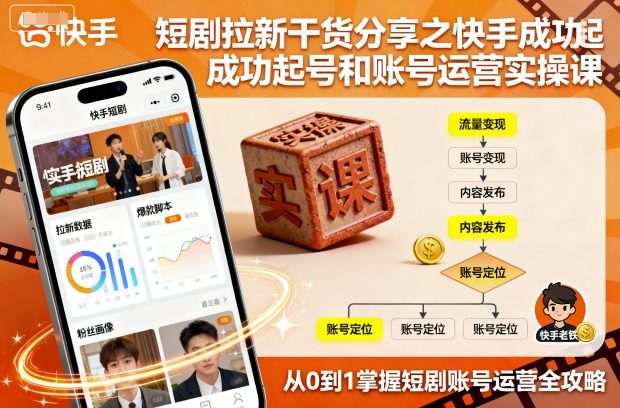 短剧拉新干货分享之快手成功起号和账号运营实操课-联创在线