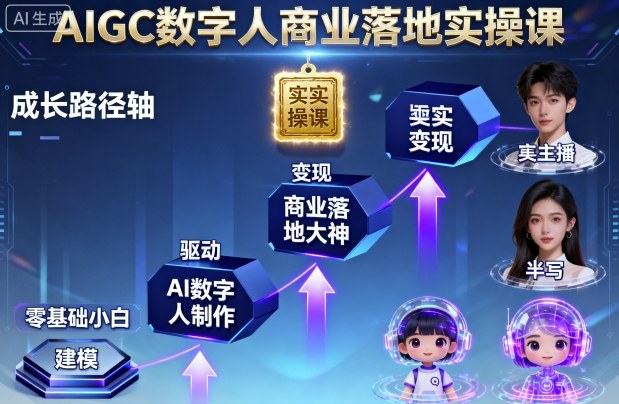 AIGC数字人商业落地实操课，从零基础小白到AI数字人大神-联创在线