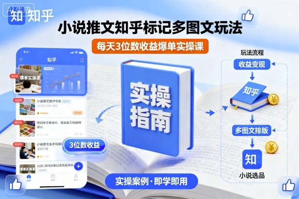 小说推文知乎标记多图文玩法，每天3位数收益爆单实操课-联创在线