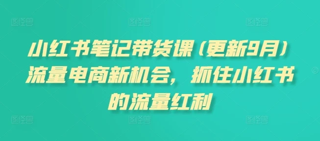 【精】小红书笔记带货课(更新25年9月)流量电商新机会，抓住小红书的流量红利-联创在线