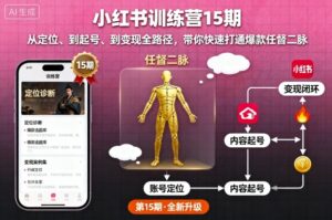 小红书训练营15期，从定位、到起号、到变现全路径，带你快速打通爆款任督二脉-联创在线