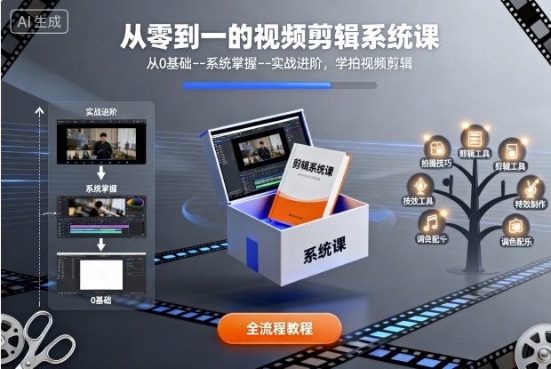 从零到一的视频剪辑系统课，从0基础–系统掌握–实战进阶，学拍视频剪辑-联创在线