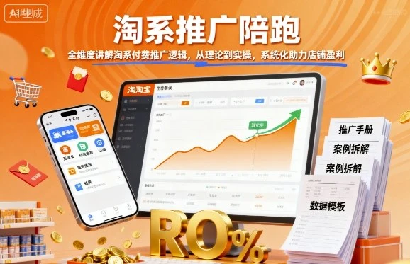 【精】淘系推广陪跑，全维度讲解淘系付费推广逻辑，从理论到实操，系统化助力店铺盈利-联创在线