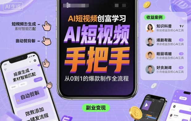 AI短视频创富学习，手把手教会你制作AI短视频-联创在线