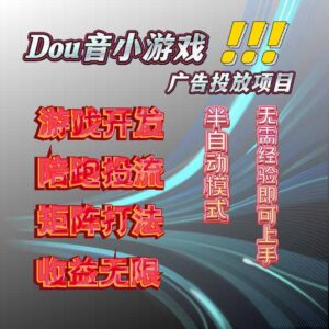 抖音小游戏广告推广项目，2025最新实测落地，单日收益300+-联创在线