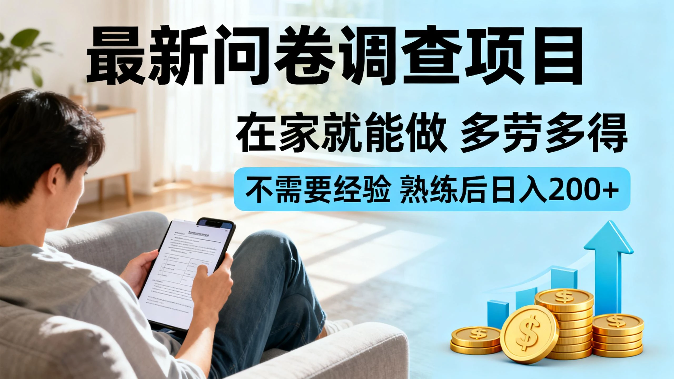最新问卷调查项目，在家就能做，多劳多得，不需要经验，熟练后日入200+-联创在线