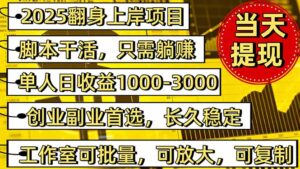 稳定八年美金掘金2.0脚本干活，只需躺赚。单人日收益1000-3000可批量、…-联创在线