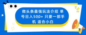 微头条最强玩法介绍一个号日入5张+只要一部手机适合小白-联创在线