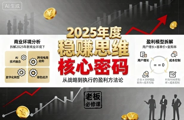 【精】2025年度稳賺思维老板创业营，拆解2025年新商业环境下，企业实现持续盈利的核心密码-联创在线