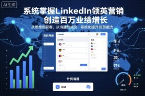 系统掌握LinkedIn领英营销,创造百万业绩增长,从思维到获客,从沟通到成交,系统化提升外贸能力-联创在线