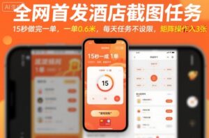 全网首发酒店截图任务,15秒做完一单,一单0.6米,每天任务不设限,矩阵操作日入3张【揭秘】-联创在线