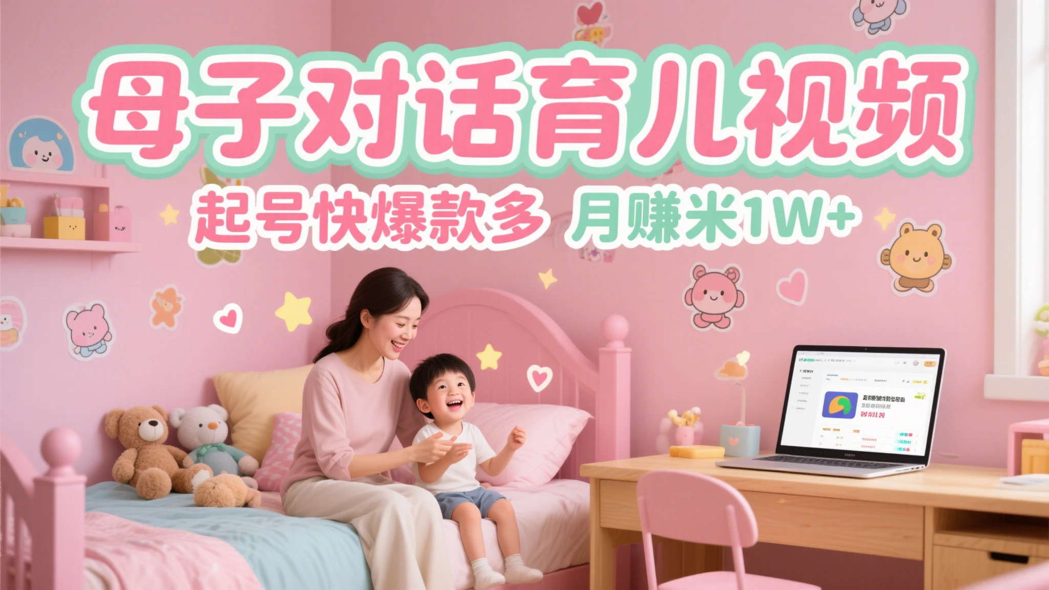 AI生成母子育儿对话视频，起号快爆款多，多渠道变现，日入1000+-联创在线