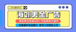 2025吃肉海外美金广告,单机单日变现500+,矩阵可无限放大,新手小白轻松上手-联创在线