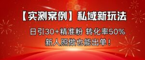 【实测案例】私域新玩法，日引30+精准粉，转化率50%，新人照做也能出单！-联创在线