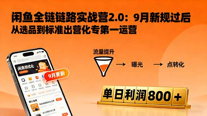 闲鱼变现课3.0：掌握链接优化、流量提升、商业变现，单日利润800+-联创在线
