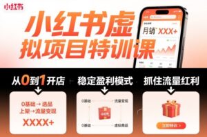 小红书虚拟项目特训课，帮你从0到1打造稳定盈利的店铺，抓住流量红利(更新9月)-联创在线