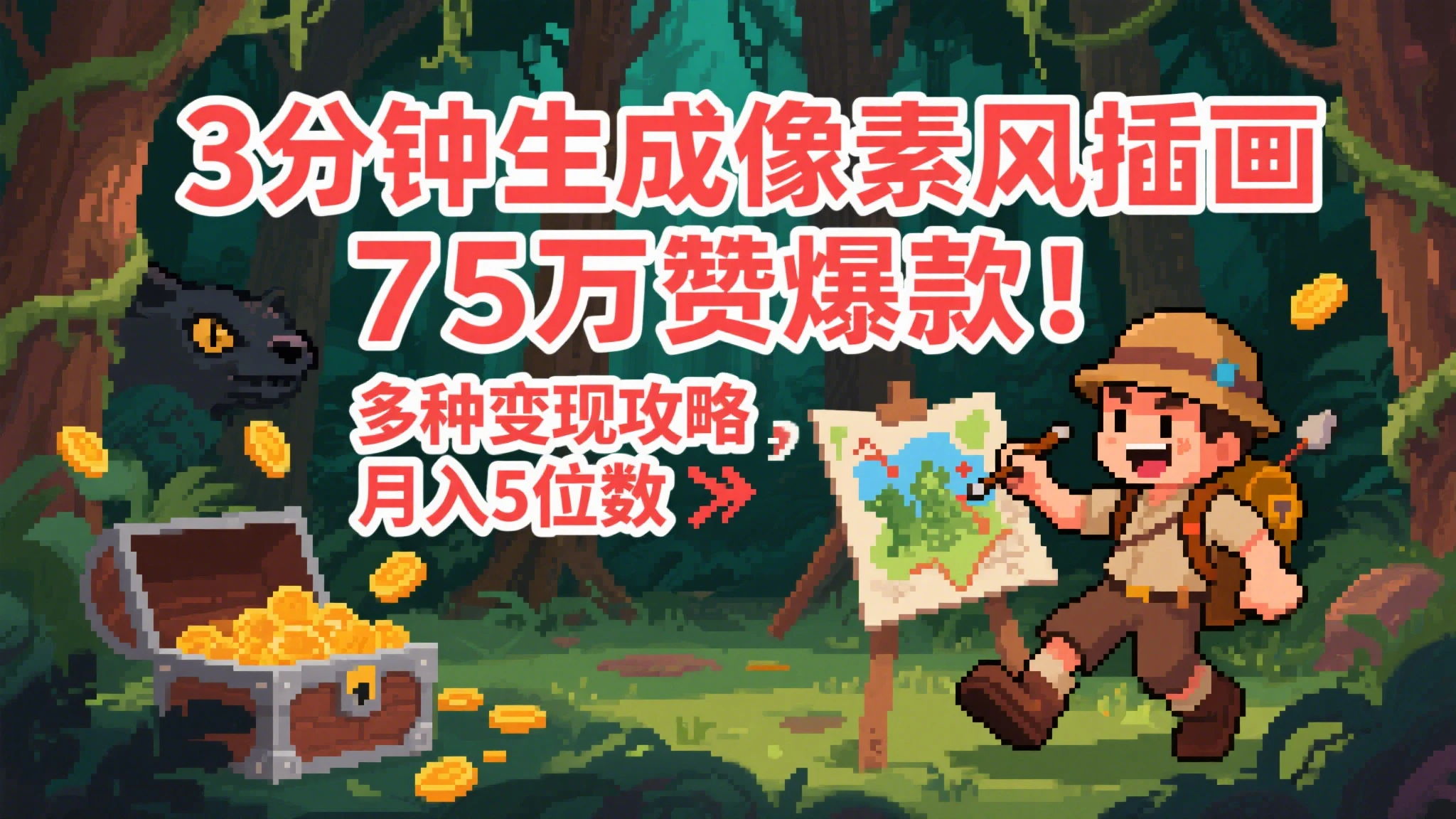 AI像素风视频，单条点赞75万，谁发谁火系列，多种变现方式，日入1000+-联创在线